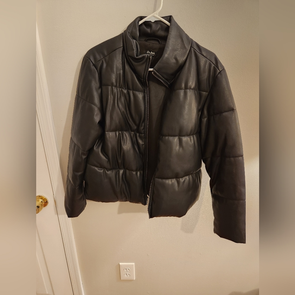 Faux leather puffer